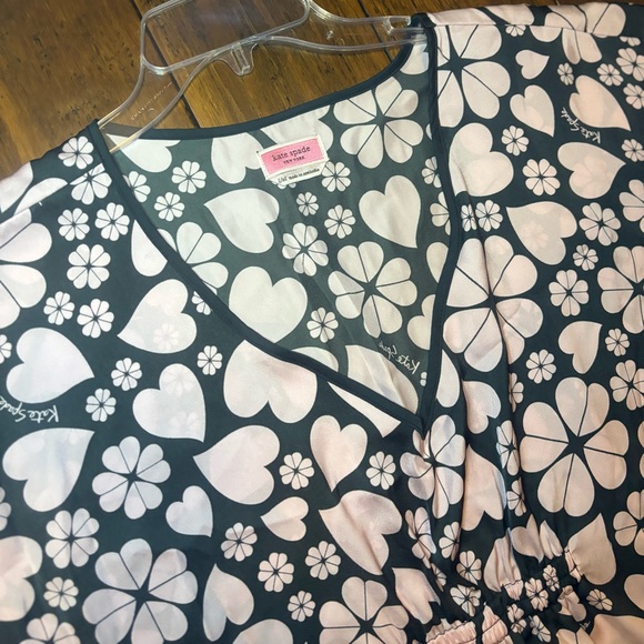 Kate Spade Spade Clover Hearts Caftan pink black coverup dress tunic - Picture 8 of 16
